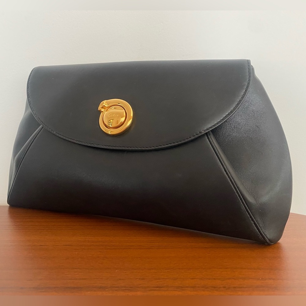 Cartier Panthere Black Leather Clutch